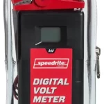 Voltímetro digital Speedrite en estuche con sonda a tierra.