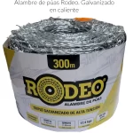 Alambre de púas triple galvanizado, Calibre 15, marca Rodeo. 300 Metros