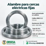Alambre calibre BWG 12.5  - 2,6mm  1,220 Metros /rollo  Acero triple galvanizado en caliente