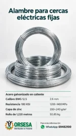 Alambre calibre BWG 12.5  - 2,6mm  1,220 Metros /rollo  Acero triple galvanizado en caliente - Imagen 3